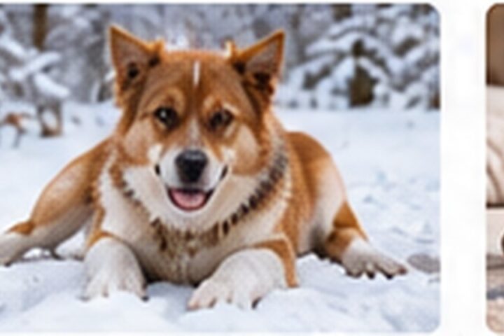 Corgi sitting in snow